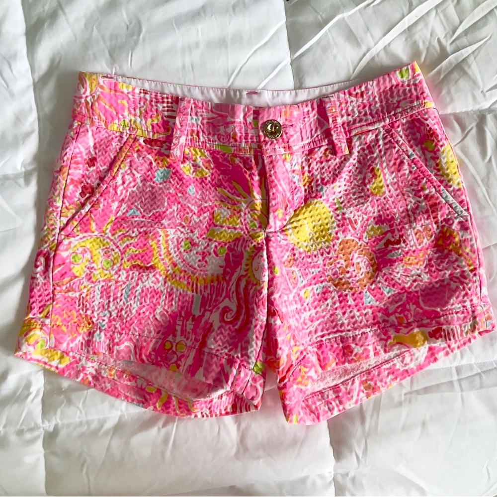 LILLY PULITZER CALLAHAN HOT PINK SUN KINIS IN THE KEYS SHORTS 100% Cotton 00